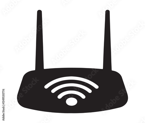 Wireless Router On White Background. Minimalist WiFi Router Icon – Perfect for Tech Designs.