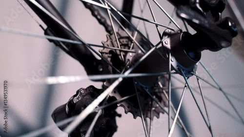 rear wheel of a bicycle spinning rapidly