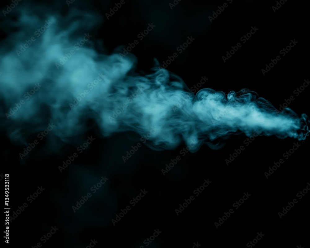 Obraz premium A stream of aqua colored vapor on a black background