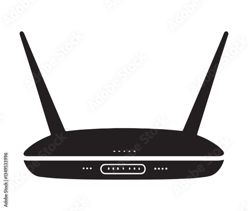 Wireless Router On White Background. Minimalist WiFi Router Icon – Perfect for Tech Designs.