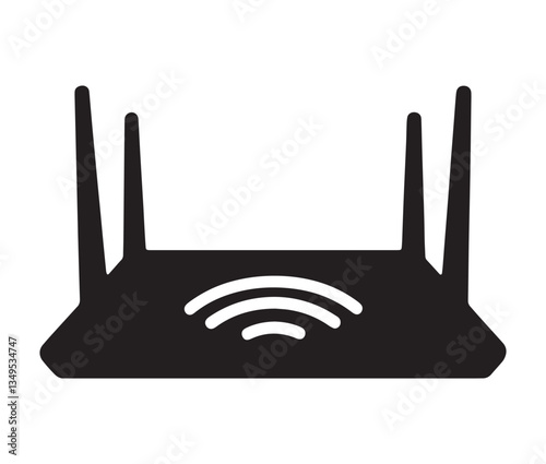 Wireless Router On White Background. Minimalist WiFi Router Icon – Perfect for Tech Designs.