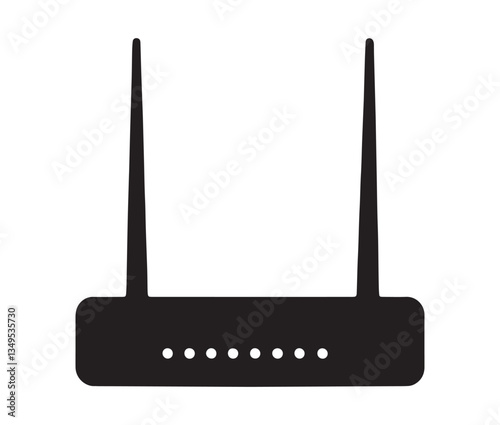 Wireless Router On White Background. Minimalist WiFi Router Icon – Perfect for Tech Designs.