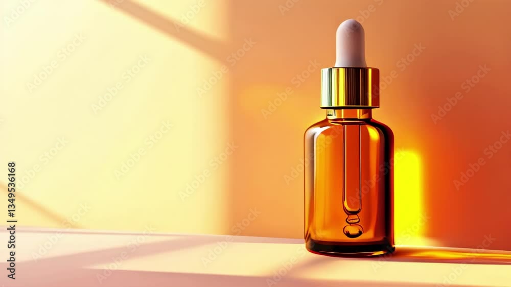 Amber dropper bottle on vibrant orange background
Amber dropper bottle on vibrant orange background
