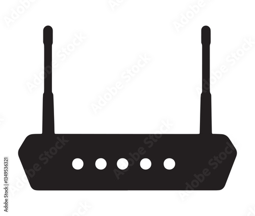 Wireless Router On White Background. Minimalist WiFi Router Icon – Perfect for Tech Designs.
