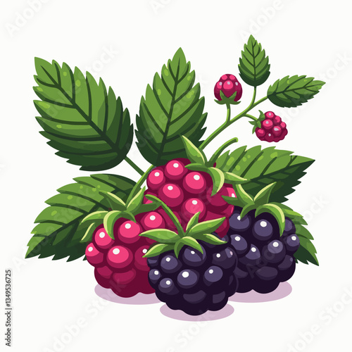 organic, berry, boysenberry, food, healthy, plant, blackberry, ripe, fresh, nature, natural, background, isolated, fruit, leaf, berries, sweet, juicy, illustration, branch, summer, ingredient, raspber
