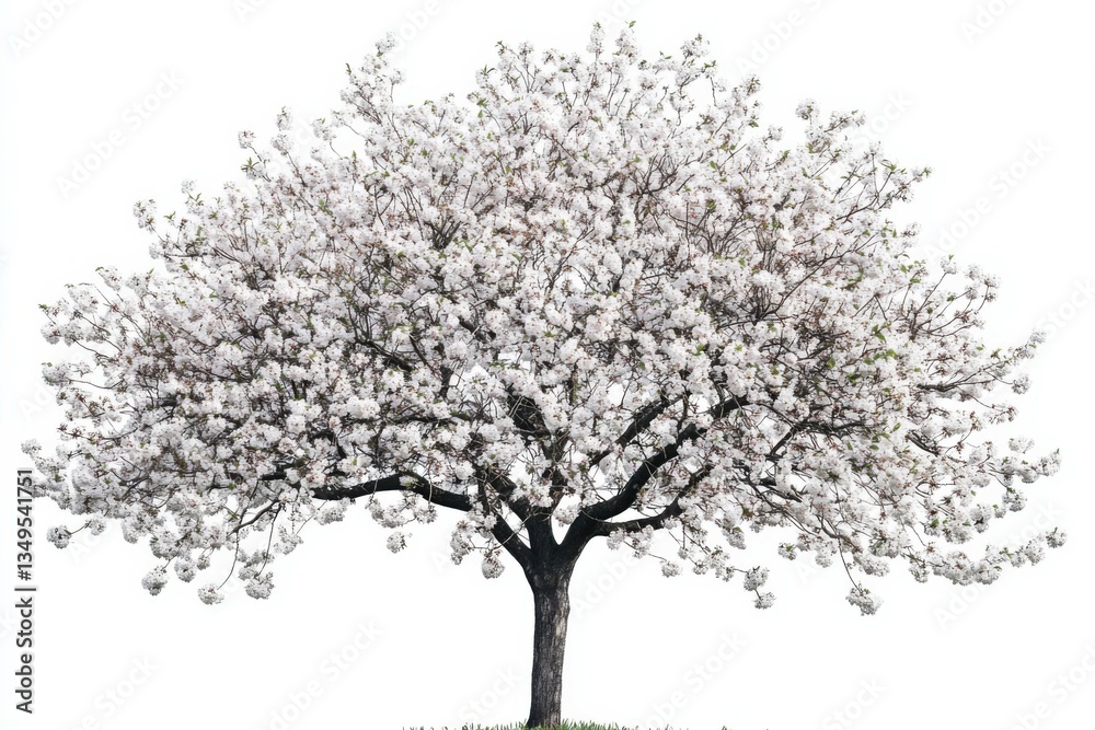 Naklejka premium Blossoming Cherry Tree on Isolated Background