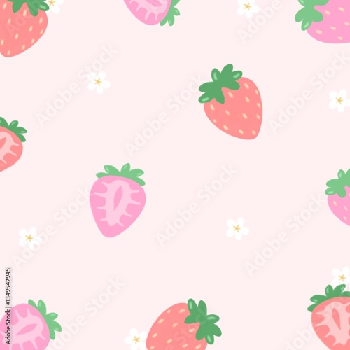 Super cute red and pink strawberry notepads decorated with tiny flowers.