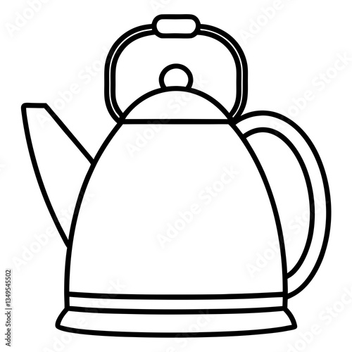 Tea Kettle Line Drawing Vector Design