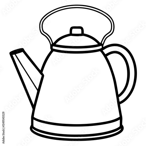 Tea Kettle Line Drawing Vector Design