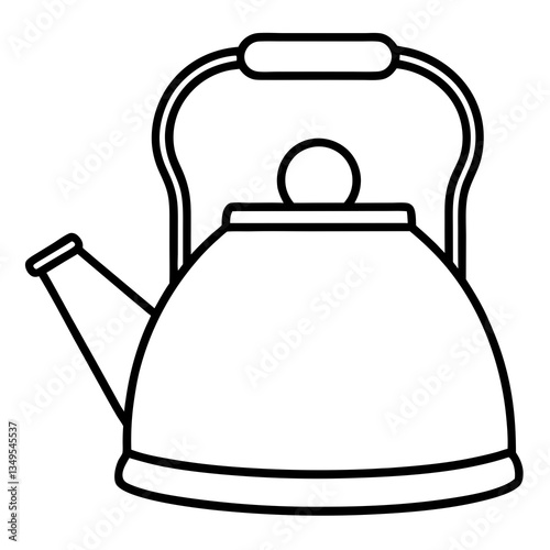 Tea Kettle Line Drawing Vector Design