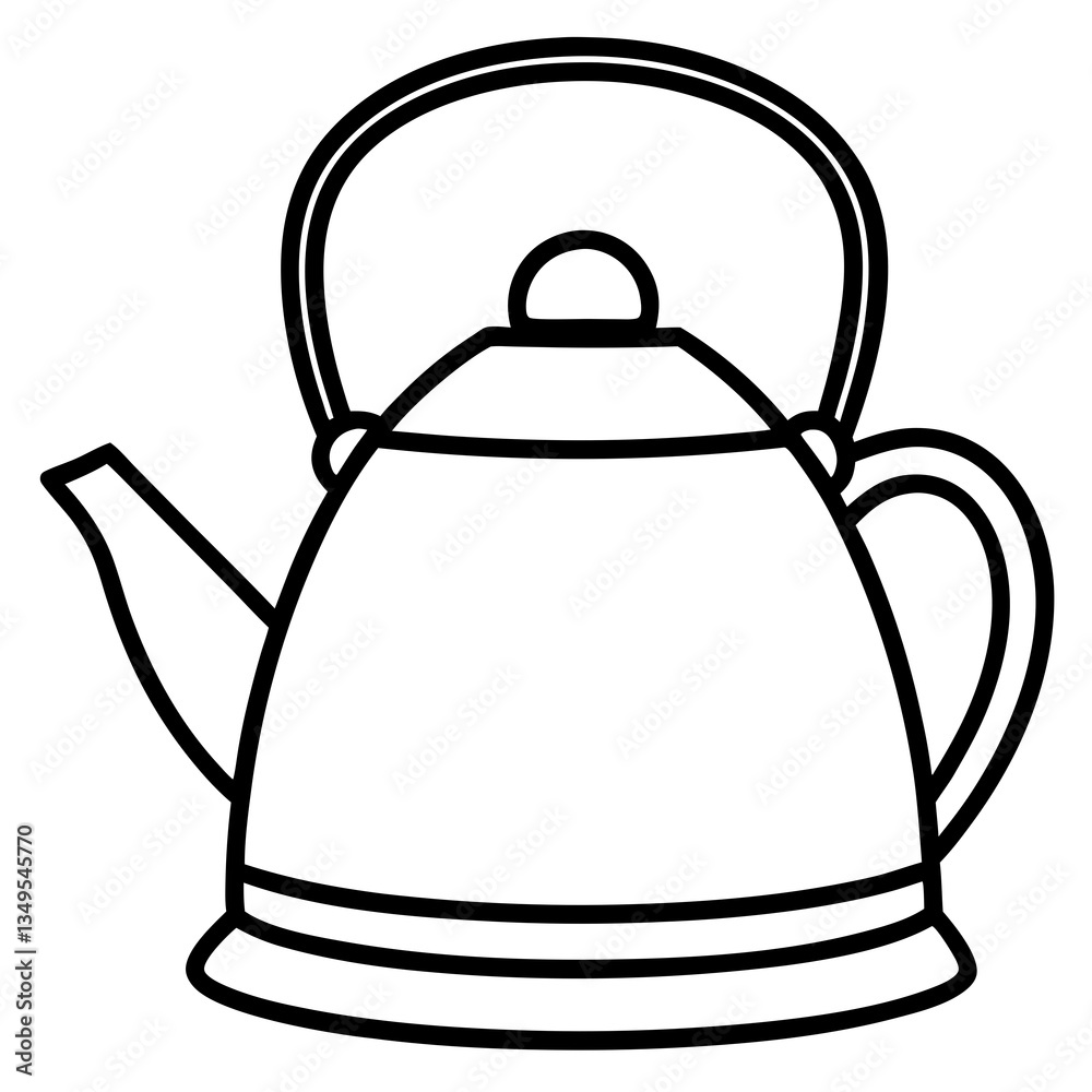 Fototapeta premium Tea Kettle Line Drawing Vector Design