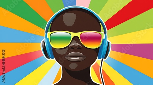 Colorful Kid with Headphones