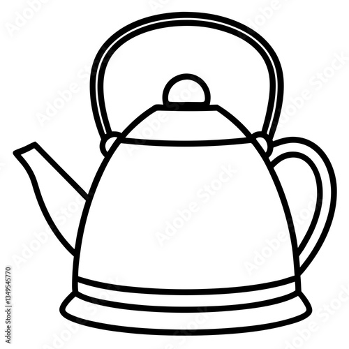 Tea Kettle Line Drawing Vector Design