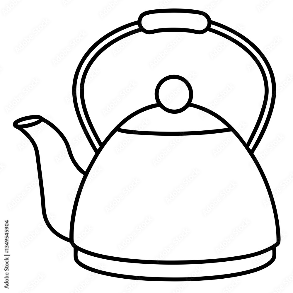 Obraz premium Tea Kettle Line Drawing Vector Design