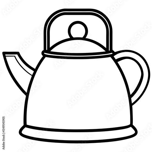 Tea Kettle Line Drawing Vector Design