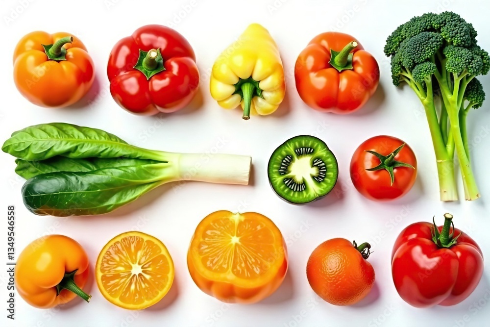 Assorted organic vegetables isolated on white, natural, pepper, market Assorted organic vegetables isolated on white, natural, pepper, market