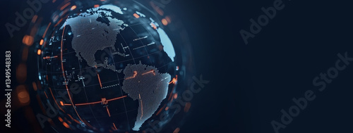 Digital globe displaying global financial data with currency exchange rates and stock market trends, showcasing modern and high tech perspective on world markets