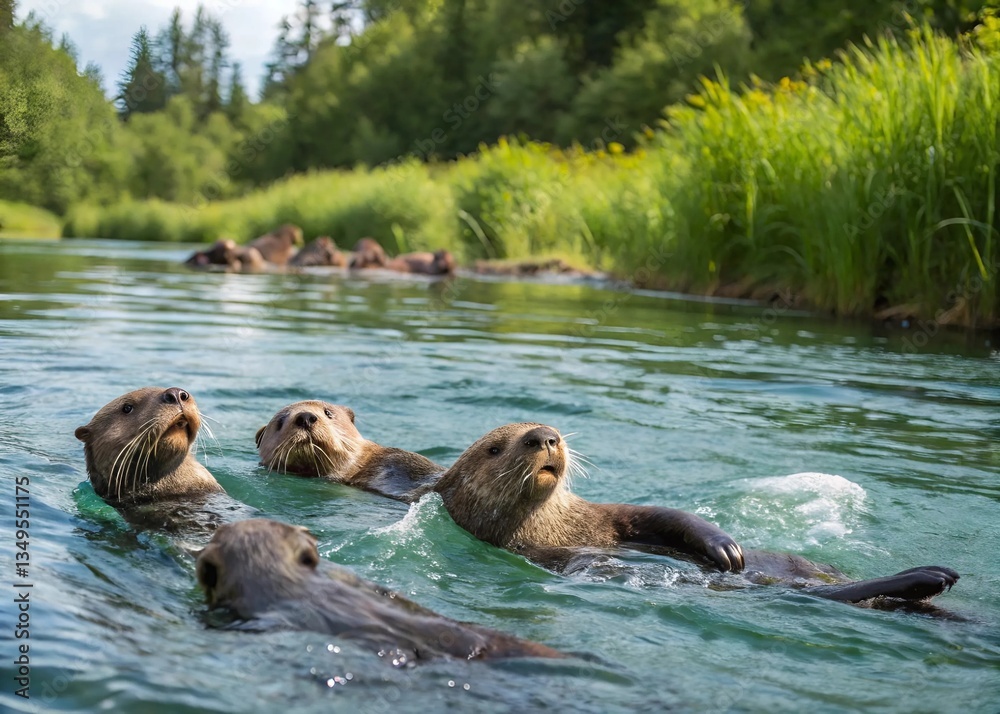 Fototapeta premium sea lion in the river