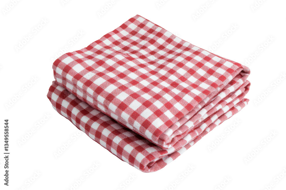 Red and white checkered dishcloth, folded, isolated on black, cut out transparent Red and white checkered dishcloth, folded, isolated on black, cut out transparent