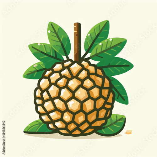 background, breadfruit, food, nature, fresh, tropical, leaf, plant, fruit, organic, healthy, green, sweet, natural, vegetarian, exotic, summer, illustration, garden, white, foliage, delicious, vitamin