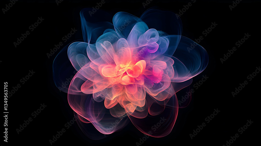 Ethereal bloom of vibrant light and spectral gradients on a black backdrop Ethereal bloom of vibrant light and spectral gradients on a black backdrop