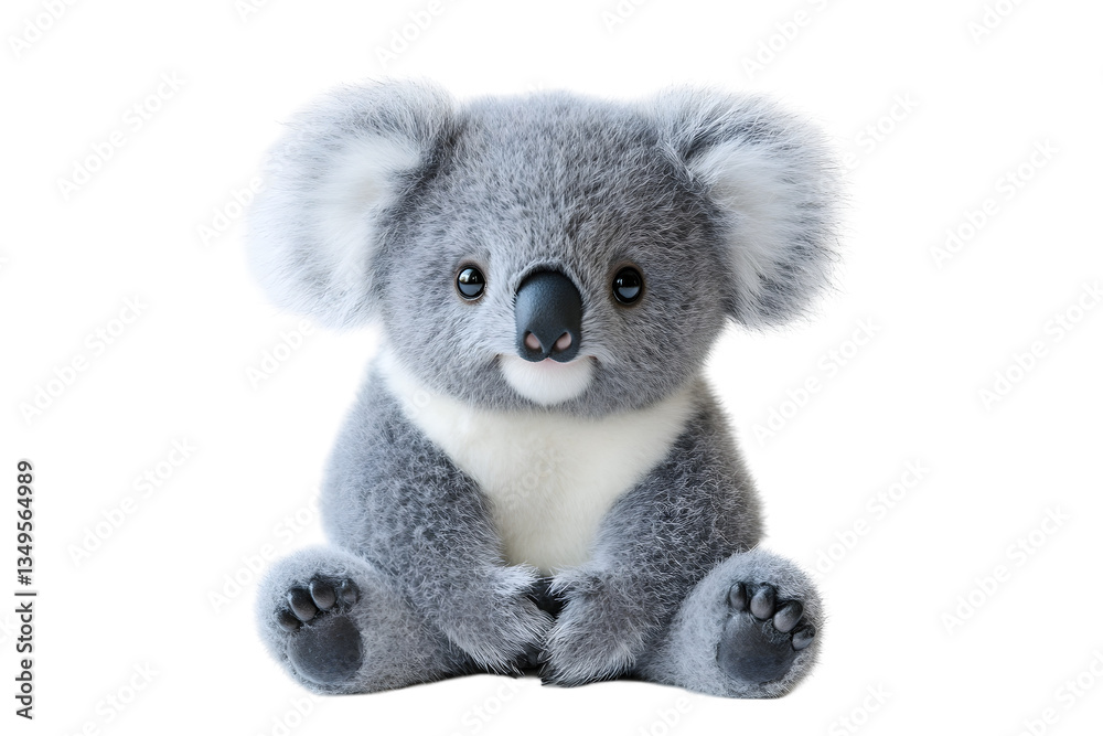 Cuddly gray koala plush with gentle expression Cuddly gray koala plush with gentle expression