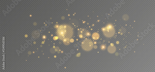 Christmas Bokeh Lights.bokeh is the soft, pleasing out of focus effect from a lens.Defocused gold particles glitter on a transparent background.	