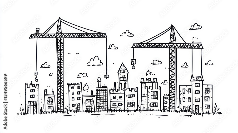 Obraz premium Simple sketch of city construction