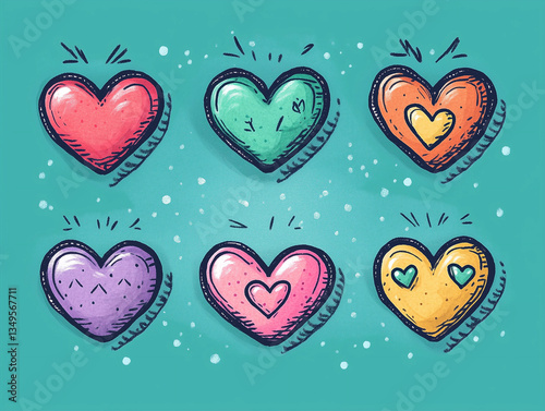 Charming cartoon hearts for a romantic Valentine’s or Women’s Day design.