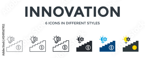 Innovation Icon In Different Style Vector Illustration. Designed In Thin Line, Regular Line, Bold Line, Glyph, Color Fill, And Flat Style Can Be Used For Web