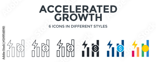 Accelerated Growth Icon In Different Style Vector Illustration. Designed In Thin Line, Regular Line, Bold Line, Glyph, Color Fill, And Flat Style Can Be Used For Web