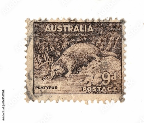A vintage postage stamp from Australia on a white background.