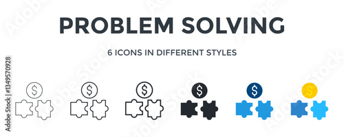 Problem Solving Icon In Different Style Vector Illustration. Designed In Thin Line, Regular Line, Bold Line, Glyph, Color Fill, And Flat Style Can Be Used For Web