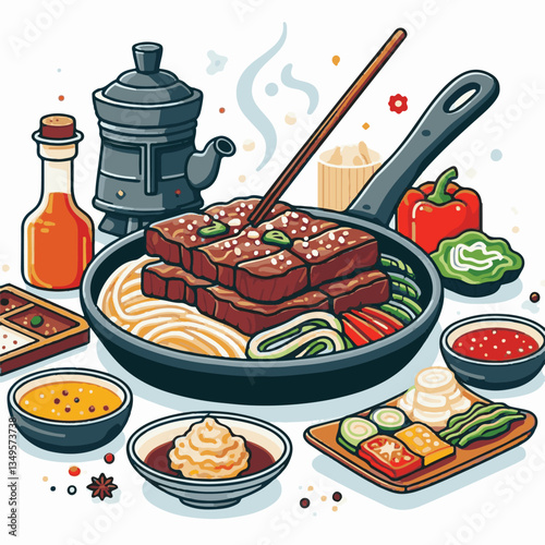 cuisine, meal, dish, meat, bulgogi, delicious, dinner, restaurant, beef, cooking, lunch, traditional, food, healthy, gourmet, asian, background, menu, spicy, plate, bbq, korean, korean food, barbecue,