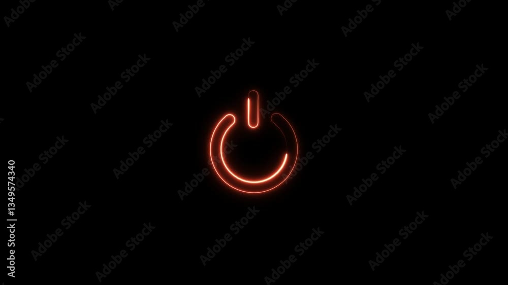 Power Button Concept. Glowing Neon Reset Power Button Icon Animation.