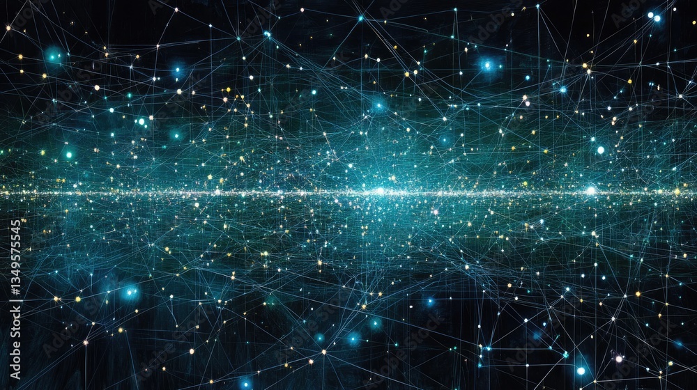 Naklejka premium Cosmic Network Digital Galaxy