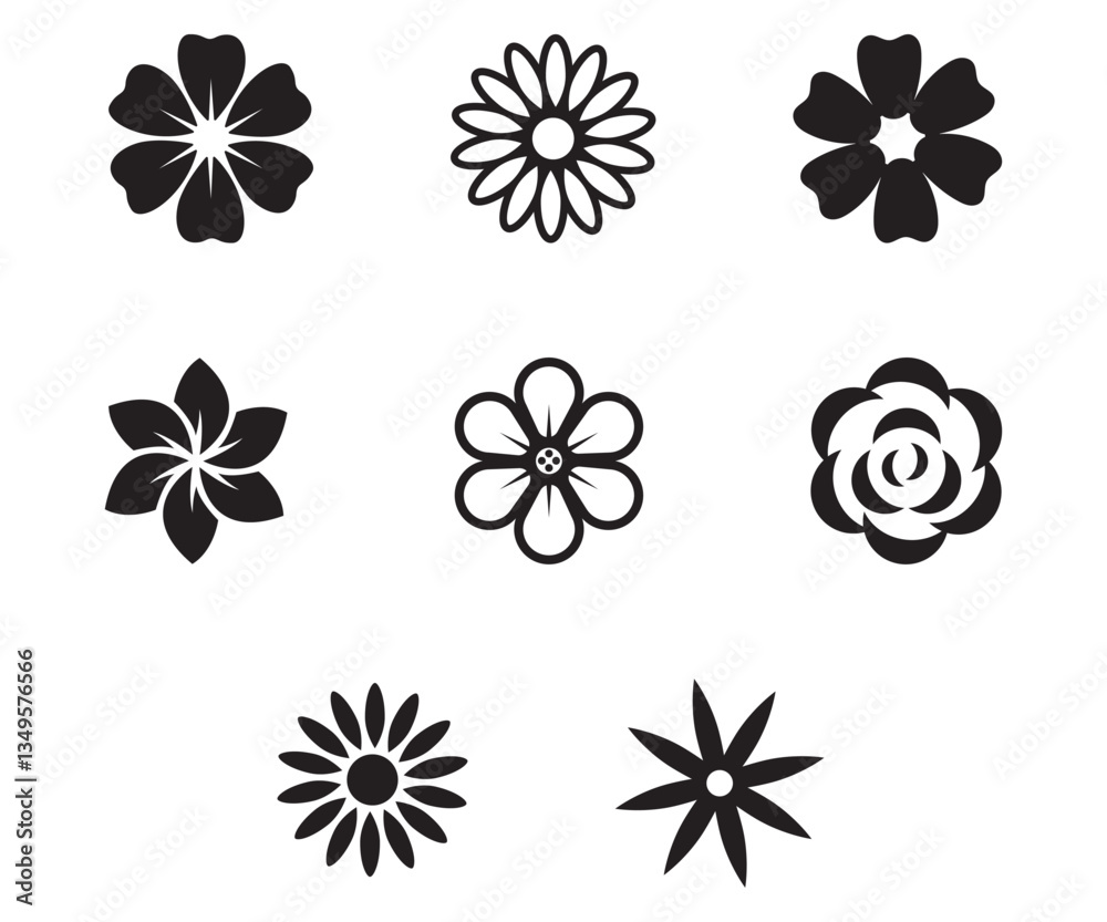 Flower abstract isometric collection flat style illustration Flower abstract isometric collection flat style illustration