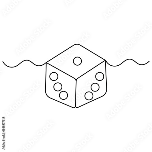 Dice icon   continuous one line drawing of outline vector illustration 