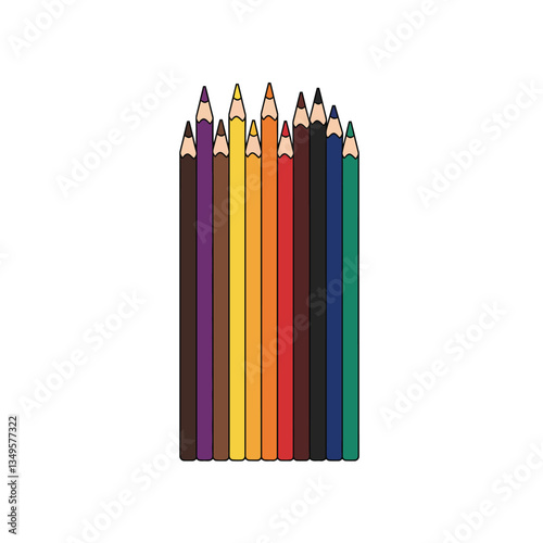 colored pencils on white background