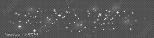 Vector space stars Glowing stars on transparent background. Space star background.Fine, shiny dust particles fall off slightly. Fantastic shimmer effect.