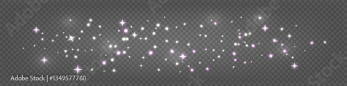 Vector space stars Glowing stars on transparent background. Space star background.Fine, shiny dust particles fall off slightly. Fantastic shimmer effect.