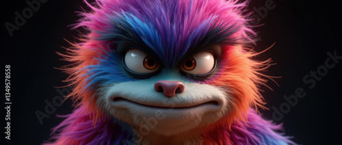 The Joyful Face of a Furry Beast with Vibrant Pinkish-Gray Fur