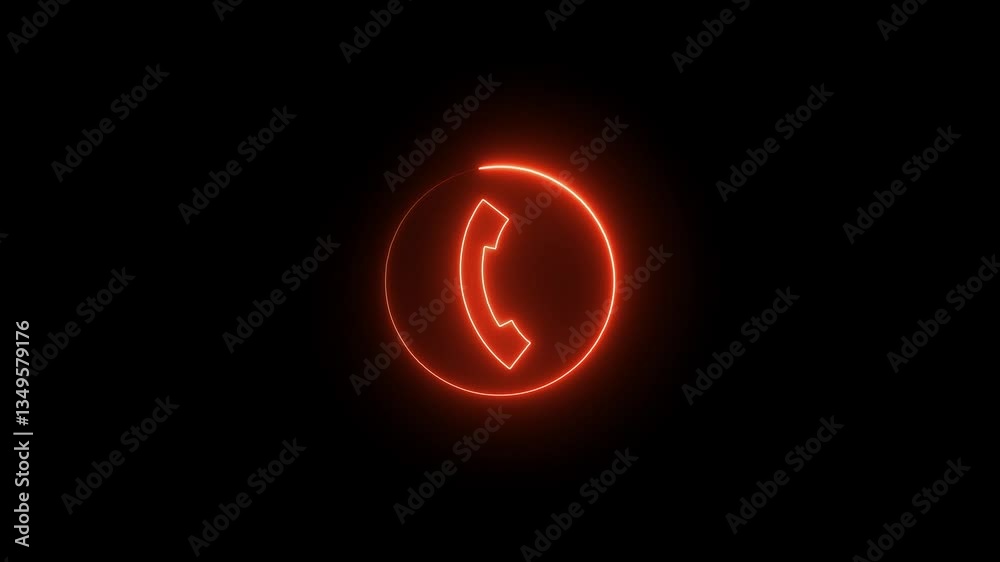 Neon Telephone Calling Concept . Glowing Neon Calling Icon Animation.