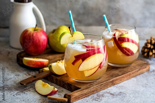 White sangria with apple cider - fall refreshing drink