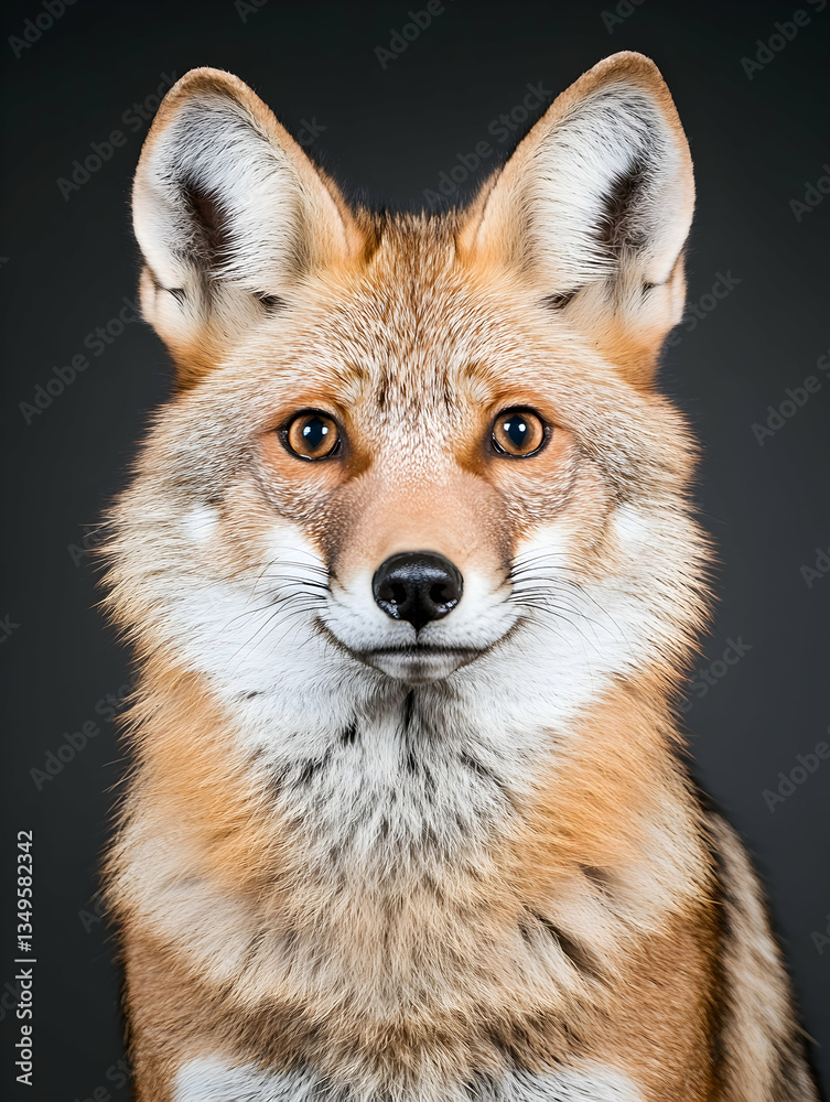 Fototapeta premium Close-up portrait of a coyote against a dark background