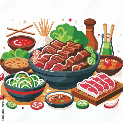 cuisine, meal, dish, meat, bulgogi, delicious, dinner, restaurant, beef, cooking, lunch, traditional, food, healthy, gourmet, asian, background, menu, spicy, plate, bbq, korean, korean food, barbecue,