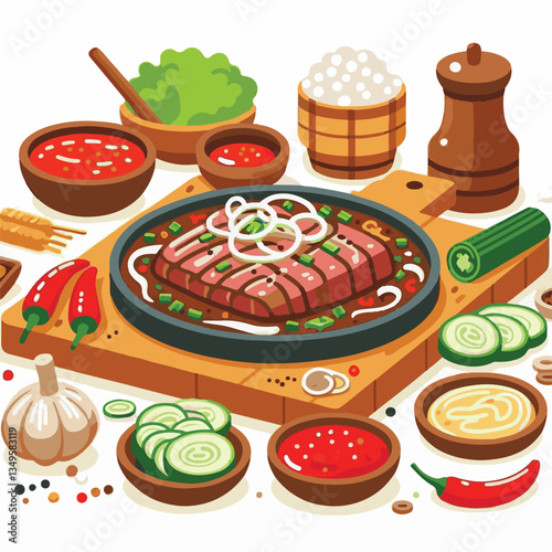 cuisine, meal, dish, meat, bulgogi, delicious, dinner, restaurant, beef, cooking, lunch, traditional, food, healthy, gourmet, asian, background, menu, spicy, plate, bbq, korean, korean food, barbecue,