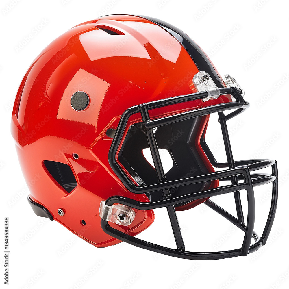 Fototapeta premium Brilliant Orange and Black Football Helmet with Facemask