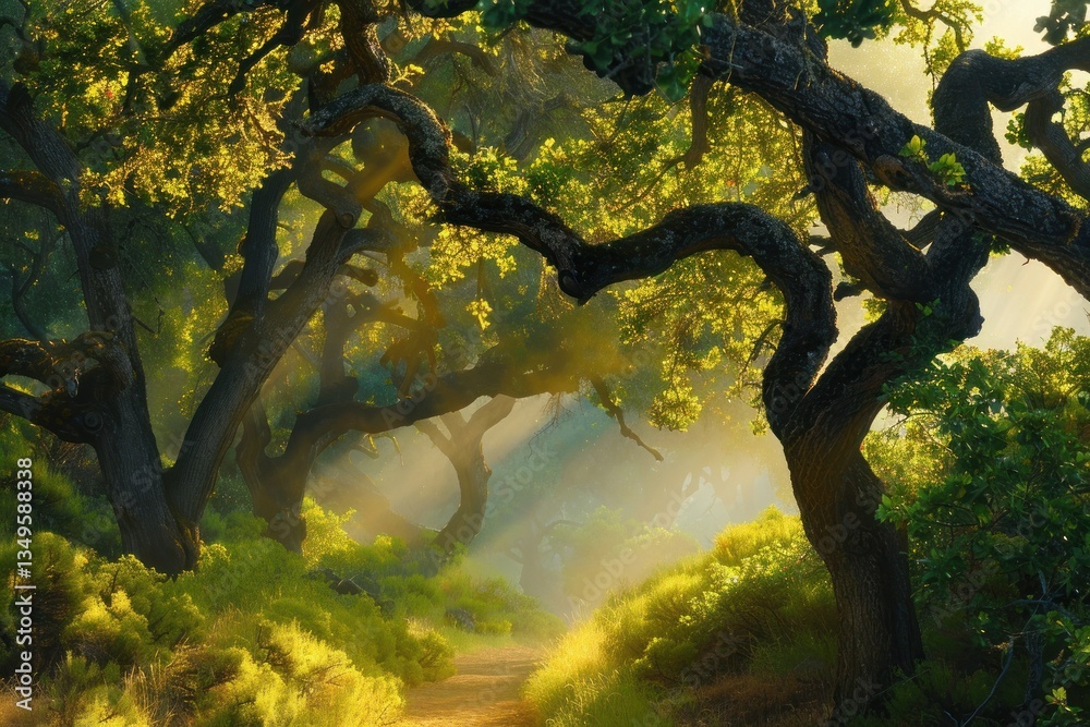 Fototapeta premium Mysterious Forest Path With Enchanting Light