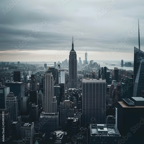 Overcast NYC Skyline Cityscape View